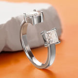 Certified 1Carat D Colour VVS1 Princess Cut Moissanite Diamonds Rings - 925 Silver Wedding Engagement Fine Jewellery