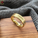 Flat Brushed Polishing Center Groove 6mm Wedding Engagement Gold Tungsten Rings