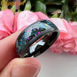 New Beautiful Galaxy Series Domed Brushed Opal 8mm Black Tungsten Comfort Fit Wedding Rings For Men and Women