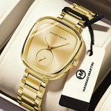 Fashionable Minimalist Style Elegant Ladie's Quartz Wristwatch Wine Barrel Rose Gold or Black Oval Women's Watches