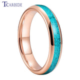 Turquoise Domed Polished Finish 4/6/8MM Tungsten Engagement Wedding Rings