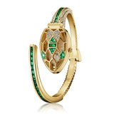 Fashion Snake Bling Watch Bracelet Copper Inlaid Rhinestones Cuff Bangle For Women