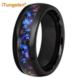 Orion Nebula Galaxy Opal Inlay 8mm Silver/Black Tungsten Rings for Men Women
