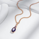 Excellent Shiny 14K Filled Rose Gold AAA Zircon Purple Lilac Crystal Necklace - High Quality Jewellery