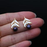 Vintage Multicolour Real Pearl AAA Zircon Diamonds Gold Colour Stud Earrings