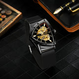 Luxury High-end Triangle Steel Skeleton Automatic Sports Waterproof Silicone Strap Luminous Mechanical Mens Watches