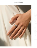 VVS1 D Colour Sea Blue Moissanite Silver Classic Wedding Engagement Halo Ring