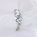Gorgeous 3-stone 3.6CT VVS1 VD Colour Moissanite S925 Silver Wedding Rings