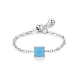 Fashion Silver 12 Month Birthday AAAA Lab Created Diamond Adjustable Chain Rings