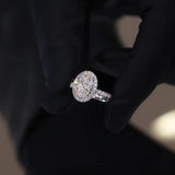 Amazing 1-5Carat Oval Cut Moissanite Diamod Rings, Silver GRA Certified Halo Promise Wedding Engagement Jewellery