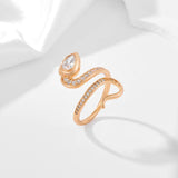 New Arrival Rolled 14K Rose Gold Full Pave Snake Design AAA Zircon Diamonds Rings for Women - Luxury Jewellery