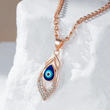 14K Gold Filled Personality Blue Enamel Eye Geometric AAA Zircon Diamonds Necklace
