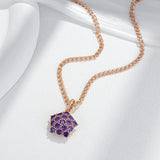 Thick Texture Full Star Inlay 14K Filled Rose Gold AAA Purple Zircon Crystals Necklaces - Party Jewellery