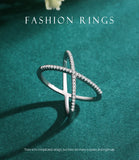 Charming 925 Silver Luxury Dazzling AAAA Lab Created Diamond Cross Line Ring