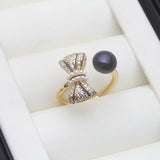Unique Design Trend Real Multicolour Pearls AAA Zircon Diamonds 925 Silver Rings