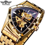 Top Brand Military Triangle Skeleton Automatic Luxury Full Stainless Steel Luminous Mens Sports Mechanical Watches