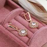 Shiny AAA CZ Diamonds Rolled 14K Rose Gold Long Drop Earrings For Women Fine Jewellery