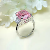 Luxury Radiant Cut 12 Carat Pink Colour High Quality AAAAA High Carbon Diamond High Definition Fine Jewellery Rings