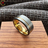 Offset Grooved Brushed Finish 6/8MM Men Women Tungsten Carbide Wedding Rings