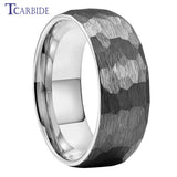 Multi-Faceted Hammered Brushed Finish 4/6/8MM Men Women Tungsten Wedding Rings