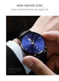 Quality Leather Strap Male Quartz Watch Casual Simple Fashion Male Wristwatch Waterproof with Stopwatch Alarm