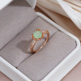 14 Karat Rolled Gold Emerald AAA Zircon Crystal Flower Shape Luxury Design Opal Rings
