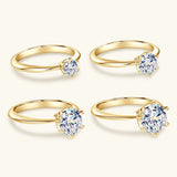 Solitaire 3ct 2ct 1ct VVS1 D Colour Moissanite 925 Silver Plated 18K Gold Wedding Ring