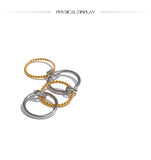 18K Gold Plated Distinctive Stainless Steel Metal Four Finger Stacking Trendy Unusual Ring