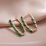 Luxury Oval Cut AAA Emerald Green Zircon Crystal Long Tassel Elegant Earrings