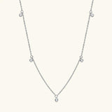 New Arrival Silver Jewellery Set 2.5mm Round Moissanite Diamonds Necklace Choker & Long Drop Dangle Earrings Set - The Jewellery Supermarket