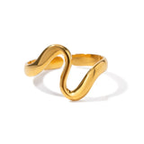 18K Plated Stainless Steel Minimalist Irregular Curve Geometric Curved Ring