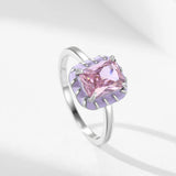 High Quality Sterling Silver Romantic Pink AAAA Lab Created Diamond Enamel Ring