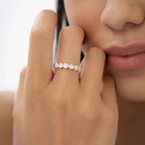 Exquisite VVS1 D Colour Moissanite Flower Design 925 Silver Half Eternity Rings