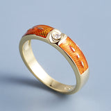 High-quality Handmade Enamel 18KGP AAA Zircon Diamonds Orange Ring