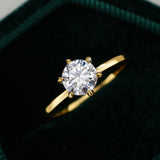GRA Certified 6.5mm Moissanite Diamond Solitaire Ring 18K Gold Plated Silver 6 Claws Wedding Fine Jewellery Ring
