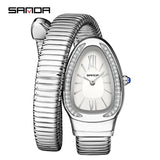 High-end Luxury Zircon Diamond inlaid Snake Shaped Women's Quartz Watches Retro Light Luxury Quartz Jewellery
