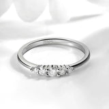 Fine 0.13 CTTW VVS1 D Colour 5 Stones Moissanite Diamonds Engagement Silver Rings