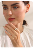 18K Gold Plated Fashion White Enamel Creative Irregular tainless Steel Open Stylish Ring