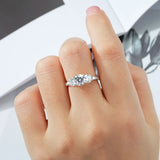 Dazzling 3-Stone VVS1 D Colour Moissanite 925 Silver Engagement Wedding Ring