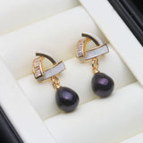 Amazing Real white, pink, purple Pearl AAA Zircon Diamonds Silver Earrings