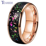 Galaxy Series Opal Inlay Domed Polished 8mm Men Women Tungsten Carbide Rings