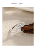 Delicate Chevron Silver AAAA Lab Created Diamond V-Shaped Water Droplet Ring