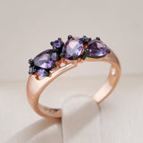 Luxury Purple AAA Zircon Crystals 14K Gold Filled Ring Vintage Fine Jewellery