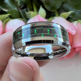 New Chamfered Inlaid Carbon Fiber 8mm Tungsten Couples Rings for Women Men