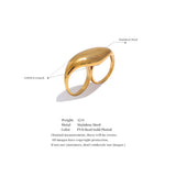 18K Gold Plated Stainless Steel Metal Double Finger Geometric Personality Exaggerated Ring