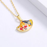 Exquisite 18KGP Handmade Enamel Leaf Shape Ethnic Style Colourful Necklace