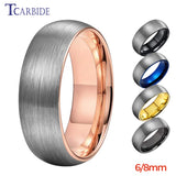 Domed Brushed Multicolor 6mm 8mm Tungsten Engagement Wedding Rings For Women Men
