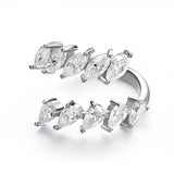 10 Stones 3.25cttw Pear/marquise Cut VVS1 D Colour Moissanite Diamonds Silver Rings