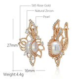 Luxury Unique Pearl Filled 14K Rose Gold Drop Earrings With White AAA Zircon Diamonds Trendy Personalized Jewellery