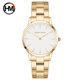 Elegant Rose Gold Plated Round Dial Stain Steel Band Women Watches Japan Movement Quartz Waterproof Wristwatches